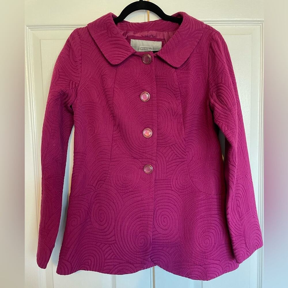 Merona Textured Magenta coat Womens M